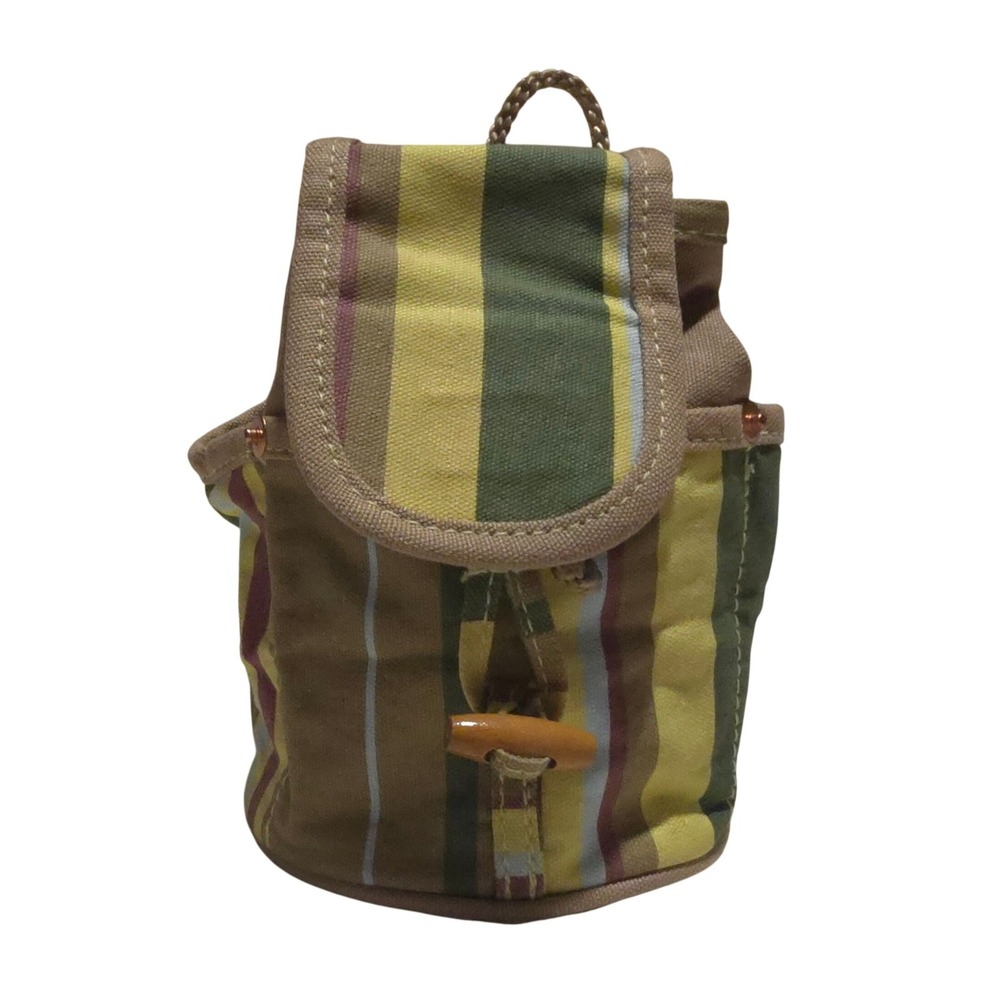 L'Occitane En Provence Striped Cotton Canvas Mini Drawstring Bucket Bag NWOT